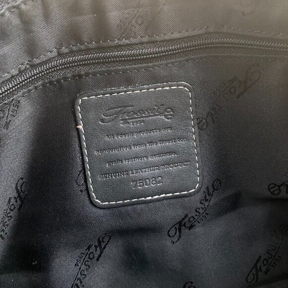Fossil Black Leather Handbag Purse Shoulder Bag 75082,Zipper,Pockets - Picture 5 of 12